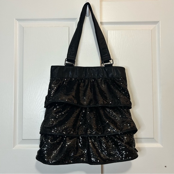 The Many Moods of Poppie Jones Ruffled Sequined Bag - Picture 1 of 6